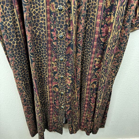 More Jazz Women Floral Print Button Up Shirt Dress Long Sleeve Size 16 Boho Core - Picture 5 of 11